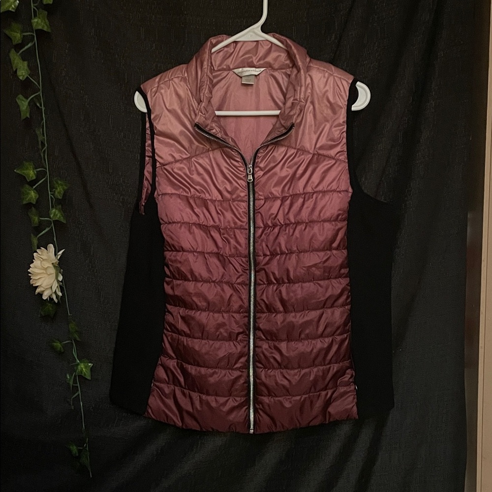 Women's Pink/Purple and Black Sleeveless Puffer Vest